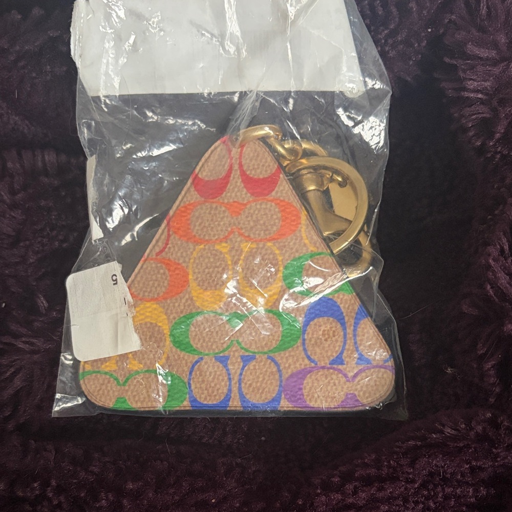 Coach Multicolor 'Roll With It' Triangle Keychain with Gold Hardware - Picture 2 of 3